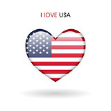 Love USA symbol. Flag Heart Glossy icon