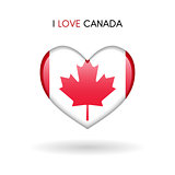 Love Canada symbol. Flag Heart Glossy icon