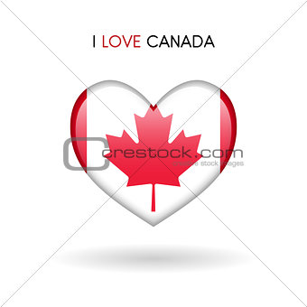 Love Canada symbol. Flag Heart Glossy icon