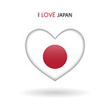 Love Japan symbol. Flag heart glossy icon