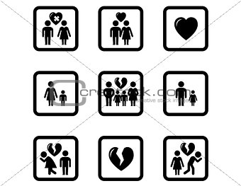 people divorce concept icons set