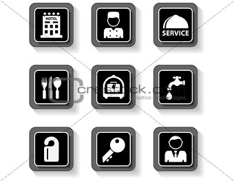 hotel services buttons set