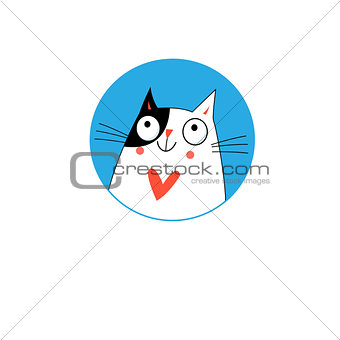 Illustration of an enamored cat 