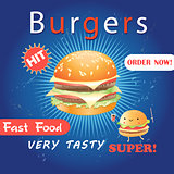 Advertising poster with a delicious burger 
