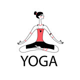 Illustration of a sitting girl sitting yoga