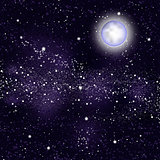 Background moon starry sky.  Milky Way, vector illustration