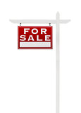 Left Facing For Sale Real Estate Sign Isolated on a White Backgr