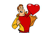 romantic man with a red heart Valentine