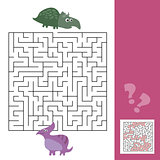 Funny maze for children. Help the dino to find friend. Kids games with answer