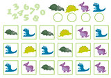 Vector Illustration of Education Counting Game with cartoon dinosaur