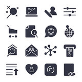 Different icons for apps, sites, programs. Internet icons set.