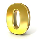 Numerical digits collection, 0 - ZERO. 3D golden sign