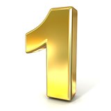 Numerical digits collection, 1 - ONE. 3D golden sign