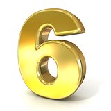 Numerical digits collection, 6 - SIX. 3D golden sign