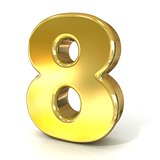Numerical digits collection, 8 - EIGHT. 3D golden sign