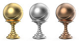 Gold, silver and bronze trophy cup TENNIS 3D