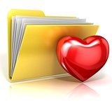 Favorites, heart folder icon. 3D