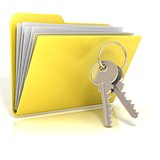 Keys and folder icon. 3D