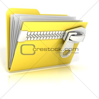 Zip, archive, compressed folder icon. 3D