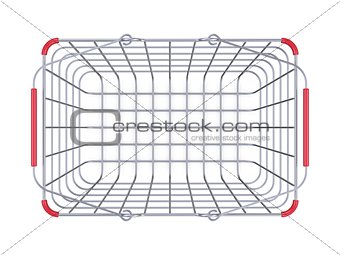Metal shopping basket top view 3D