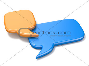 Orange and blue square blank speech bubbles 3D