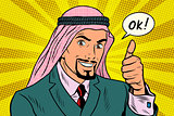 Thumbs up Okey, the Arab businessman