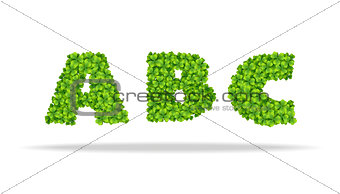Alfavit from the leaves of the clover. Letters ABC.