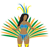 Girls in carnival costumes. Brazilian samba dancers. Rio de Janeiro women dancing. Isolated on white background. Vector illustration.
