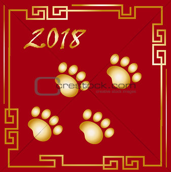 Happy chinese new year 2018 greeting card with a dog. China new year template for your design. Vector illustration.