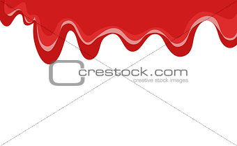 Flows of liquid tomato ketchup. Tomato paste, juice flowing. Red stains isolated on white background. Vector illustration.