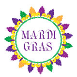 Mardi Gras frame template with space for text. Isolated on white background. Vector illustration.