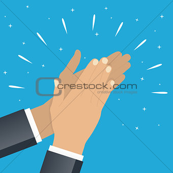 Flat. ?oncept of success Applause. Hands clapping. Vector Illustration.