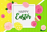 Happy Easter Cute Background with Eggs. Vector Illustration