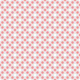 Tile vector pattern with pink and white polka dots on grey background