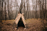 Witch tent in a autumn forest