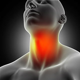 3D male medical figure with sore throat