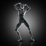 3D muscular female in muscle pose