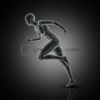 3D muscular female in running pose