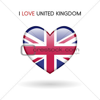 Love United Kingdom symbol. Flag Heart Glossy icon