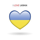 Love Ukrain symbol. Flag heart glossy icon