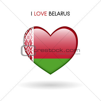 Love Belarus symbol. Flag Heart Glossy icon on a white background