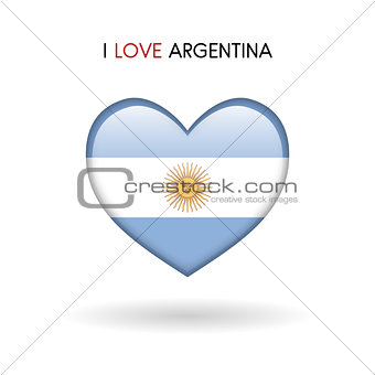 Love Argentina symbol. Flag heart glossy icon