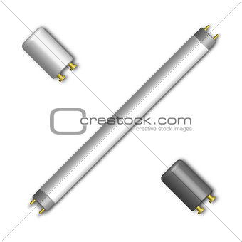 Fluorescent lamp with a starter, vector illustration.