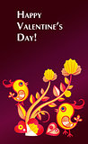 paperart valentine day illustration with chicken, flowers and heart