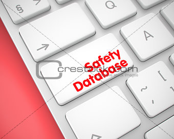 Safety Database - Message on the White Keyboard Keypad. 3D.