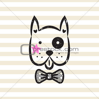 Cute gentleman dog tshirt design vector.