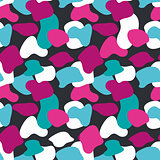 Blue and pink camouflage masking vector pattern.