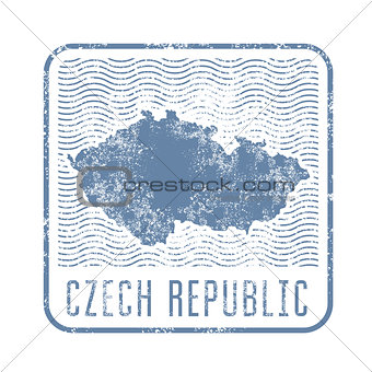 Czech travel stamp with silhouette of map of Czech republic