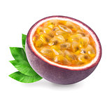 Passion fruit with leaves isolated