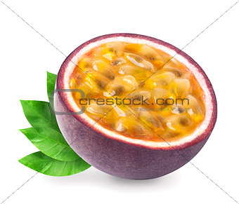 Passion fruit with leaves isolated